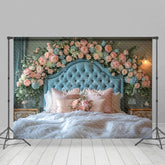 Aperturee - Aperturee Pink Floral Soft Curtain Elegant Headboard Backdrop